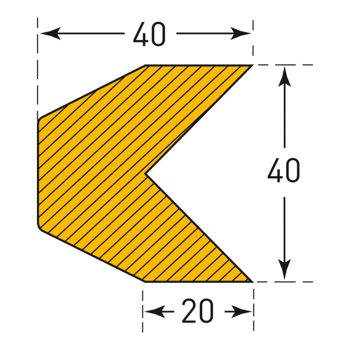 Moravia Protection anti-chocs MORION Protection d'angle trapézoïdale 40 × 40 mm L 1000 mm noir / jaune