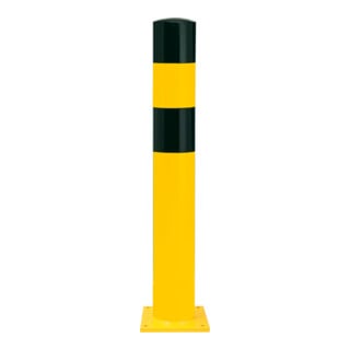 Protection contre les chocs de borne Moravia L acier noir/jaune 159 x 1200 mm pour montage sur goujon