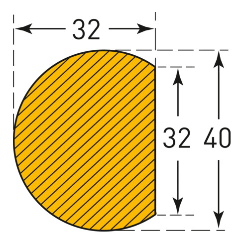Protection contre les chocs en Moravia MORION surface circulaire 32 x 40 x 5000 mm jaune/noir