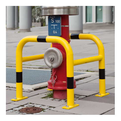 Support de protection Moravia pour montage mural extérieur noir/jaune au moyen d'un manchon d'insertion 1300 mm 48 mm