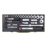 Proxxon dopsleutelset 1/4 en 1/2 inch 56 stuks.4-32 mm sleuf/PH/TX/6 KT plaatstalen doos.-1