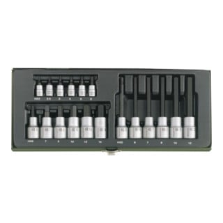 Proxxon dopsleutelset "Hex", 1/4" + 1/2" (18 st.)