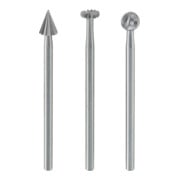 Proxxon Feinfräsersatz (Wolfram-Vanadiumstahl), 3-tlg. (Rad, Kugel, Kegel)-1