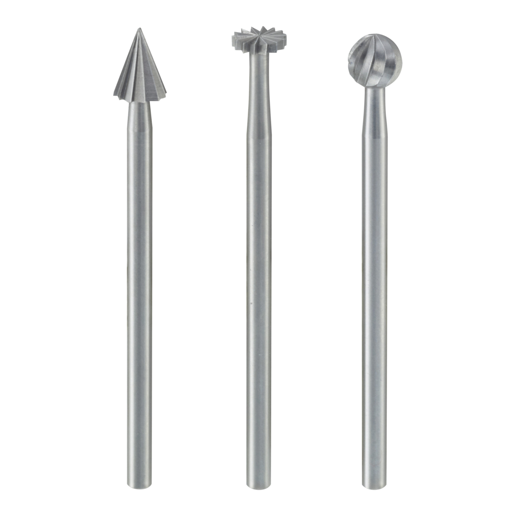 Proxxon Feinfräsersatz (Wolfram-Vanadiumstahl), 3-tlg. (Rad, Kugel, Kegel)
