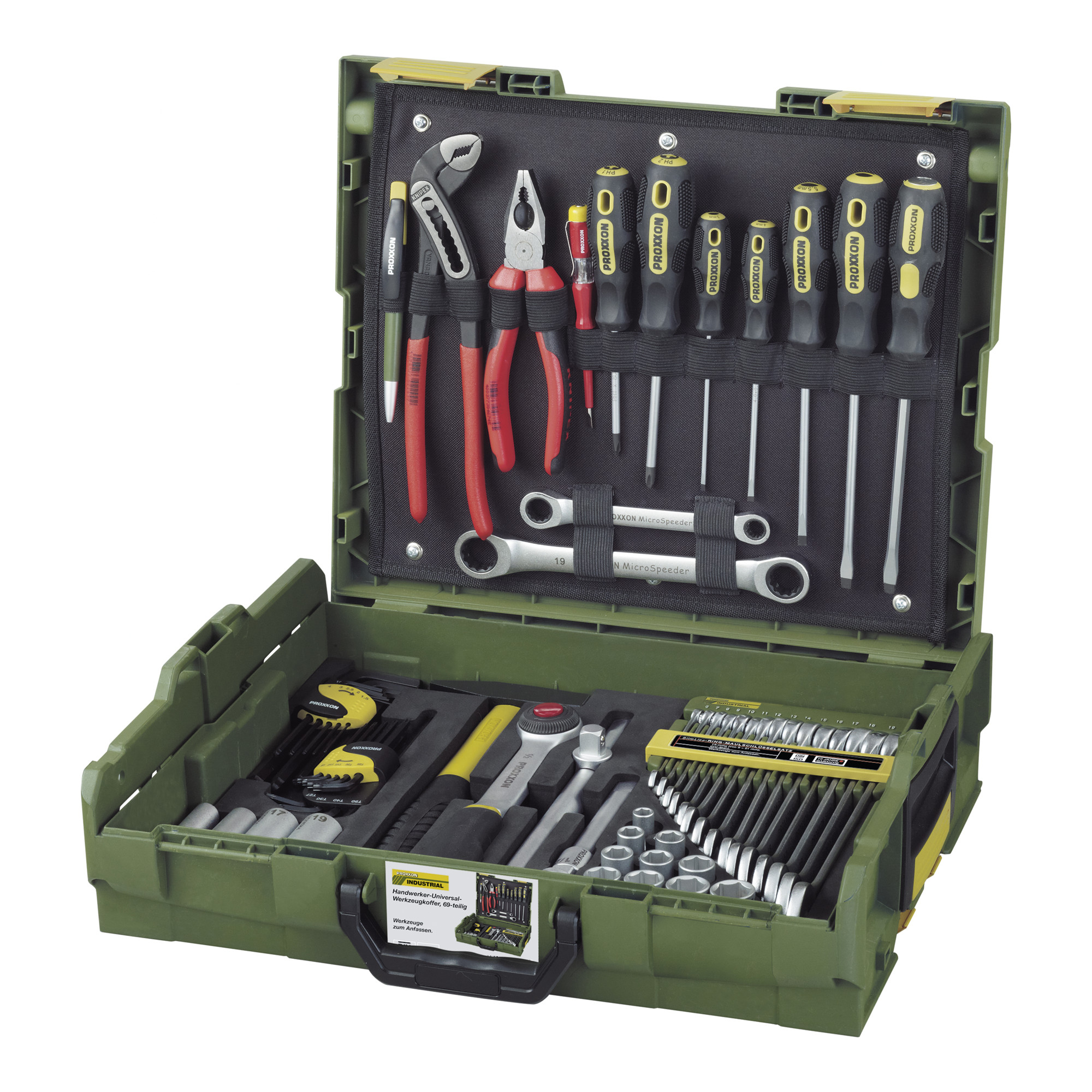Proxxon Handwerker-Universal-Werkzeugkoffer in der bewährten L-BOXX mit Werkzeugsortiment (47-tlg.), 23660