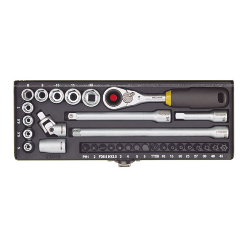 Proxxon Jeu de clés à douille et tournevis de précision 1/4", 32 pièces