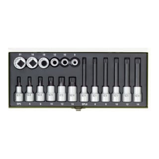 Proxxon Jeu de clés à douilles spéciales pour vis à denture multiple XZN, 18 pcs.