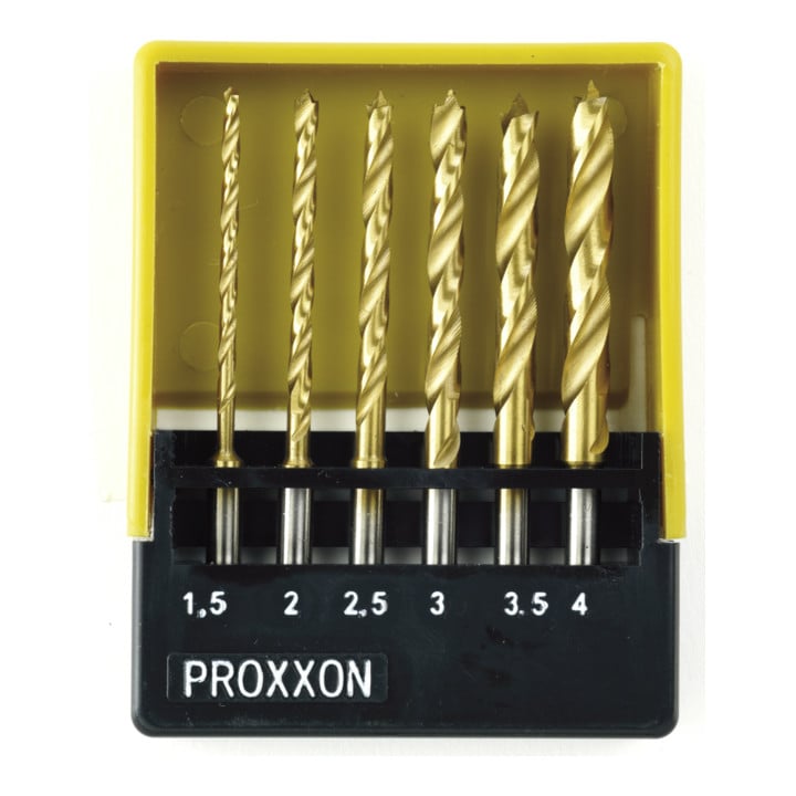 Proxxon Jeu de forets hélicoïdaux HSS avec pointe de centrage, 1,5 à 4 mm, 6 pièces