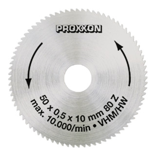 Proxxon Lama per sega circolare, carburo, 50 mm (materiale pieno), 80 denti