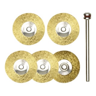 Proxxon Radbürsten, Messing, Ø 22 mm, 5 Stück + 1 Träger