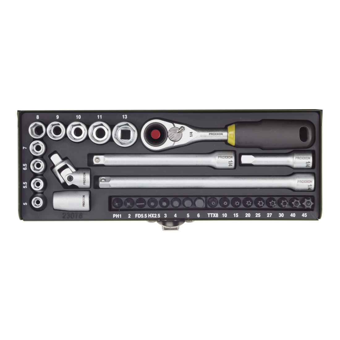 Proxxon Set chiavi a bussola e avvitatori di precisione 1/4", 32 pezzi