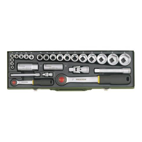Proxxon Set di chiavi a bussola 1/2" + 1/4", 27pz.