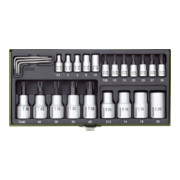 Proxxon Set di chiavi a bussola "TX", 1/4" + 1/2", 24pz.