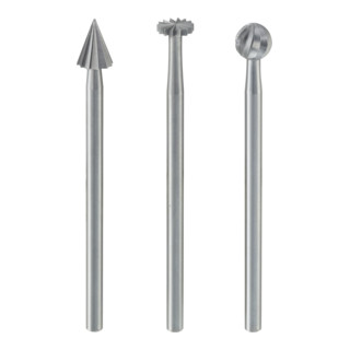 Proxxon Set di fresatura di precisione (acciaio al tungsteno-vanadio), 3 pezzi (ruota, sfera, cono)