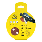 PS 22 K Disques auto-agrippant Klingspor 150 mm Grain 120 perforation façon GLS3, SB-emballé avec onglet