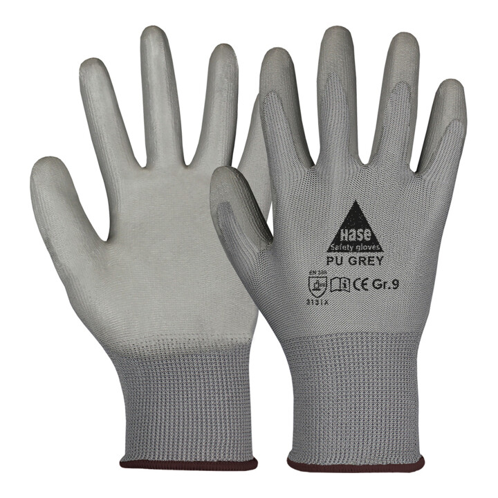 PU GREY Gants de montage en polyester/PU Réf. 9 Hase