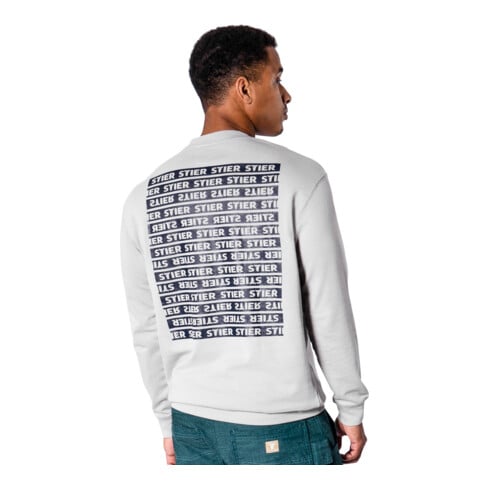 Pull STIER Crew Sweat Style Print M gris clair