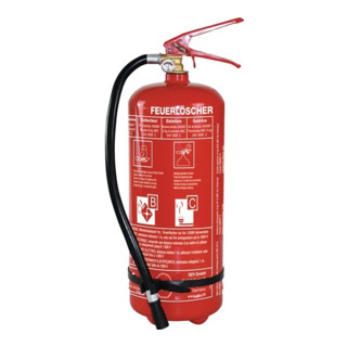 Pulverfeuerlöscher FLP 087 6kg Brandkl.34 A 183 B C m.Manometer,m.Halter