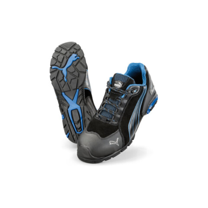 PUMA Chaussure de sécurité Rio Black Low taille 39 noir/bleu cuir S3 SRC EN20345