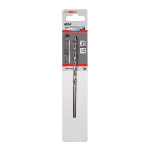 Bosch Punta trapano HSS-G DIN 340 per metallo, 5x87x132mm