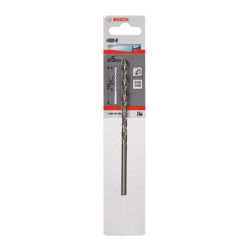 Bosch Punta trapano HSS-G DIN 340 per metallo, 5x87x132mm