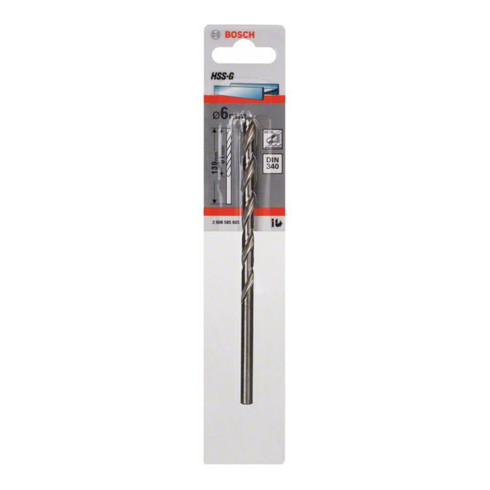 Bosch Punta trapano HSS-G DIN 340 per metallo, 6x91x139mm