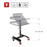 Pupitre roulant STIER, capacité de charge 50 kg, réglable en hauteur 740 à 990 mm-4