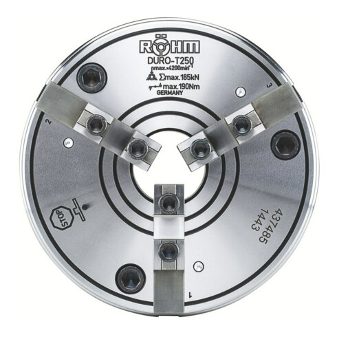 RÖHM DURO-T 125, mandrin 3 mors, montage de centrage cylindrique