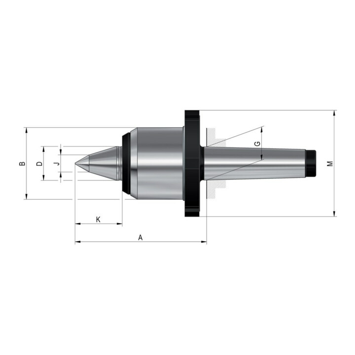 RÖHM Pointe à centrer moyenne 640-80 Gr.485 MK 5