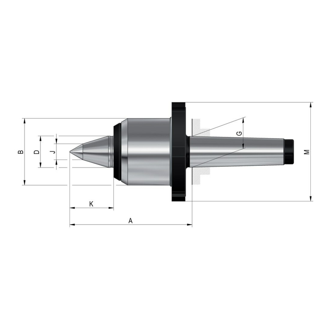 RÖHM Pointe à centrer moyenne 640-80 Gr.485 MK 5
