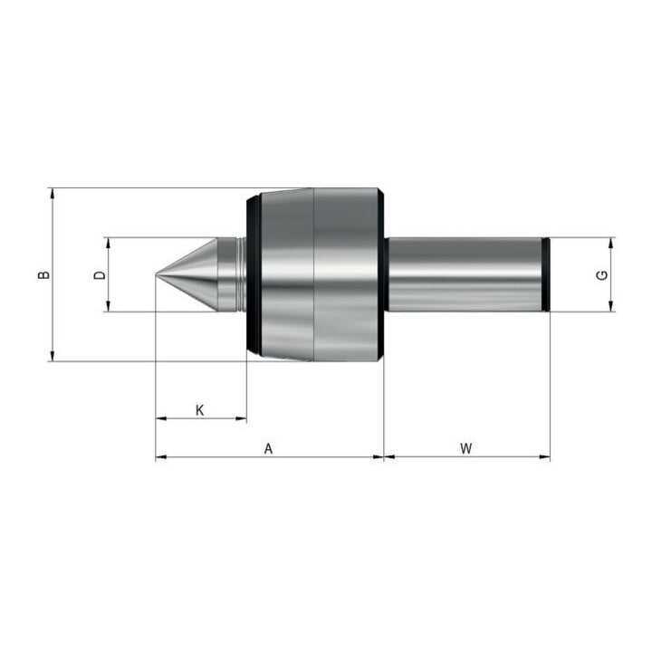 RÖHM Pointe à centrer tournante K108HZA tige cylindrique 32mm