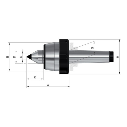 RÖHM Pointe tournante avec roulement HM MK 6 m.Abdrm.