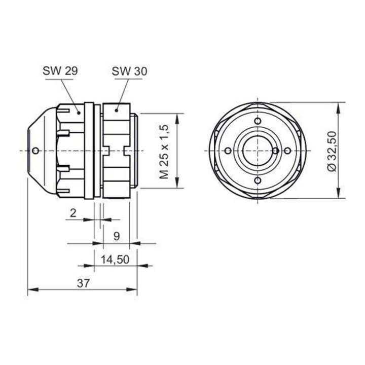 R. STAHL Klimastutzen mit Gegenmutter 8162/1-25-1 M25x1,5 mm Polyamid Explosionsschutz IP65