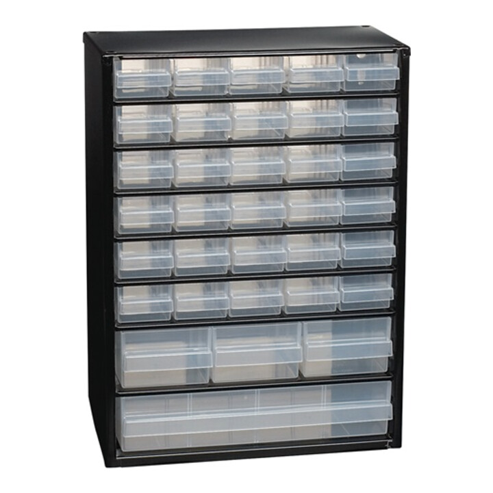 raaco Deposito minuteria l=306xP=150xH=420mm, 34 cassetti con foro di sospensione alloggiamento in acciaio/PP