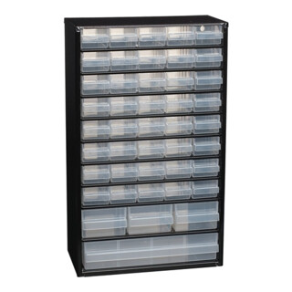 raaco Deposito minuteria l=306xP=150xH=510mm, 44 cassetti con foro di sospensione alloggiamento in acciaio/PP