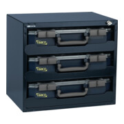 raaco SafeBox equipaggiato 80x3, l=452xP=330xH=405mm, 3 scatole assortite, contenitore/scatole in acciaio A.PP