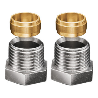 Raccord à compression OV 1/2x15mm, double pour tube capillaire
