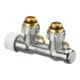 Raccord OVA Multiblock T 1/2AG x 3/4AG, 1 et 2 tubes, laiton, angle