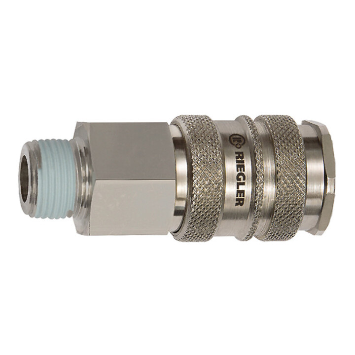 Raccord rapide DN 10 filetage ext. acier / laiton vern. filetage R 3/8 po. 16,66