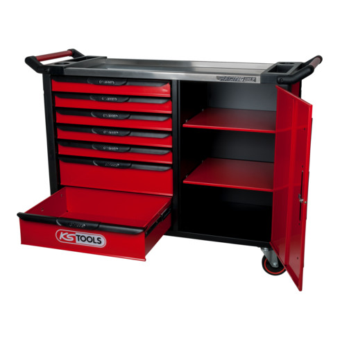 RACINGline+ Servante d'atelier KS Tools NOIR/ROUGE avec 7 tiroirs et 1 porte