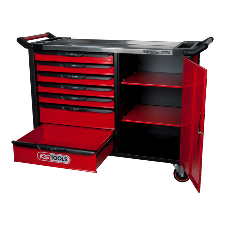 RACINGline+ Servante d'atelier KS Tools NOIR/ROUGE avec 7 tiroirs et 1 porte