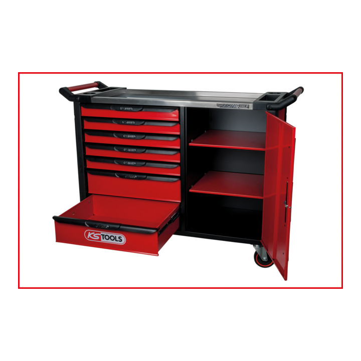 RACINGline+ Servante d'atelier KS Tools NOIR/ROUGE avec 7 tiroirs et 1 porte
