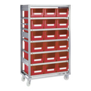 Racks mobiles Bito l 1064 x p 533 x H 1815 bacs en rouge