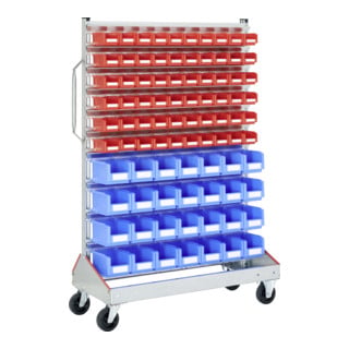 Racks mobiles p 510 Racks mobiles galvanisés Bito bacs bleu et rouge