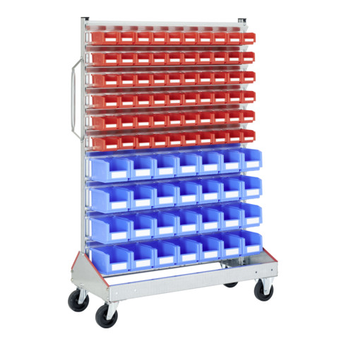 Racks mobiles p 510 Racks mobiles galvanisés Bito bacs bleu et rouge