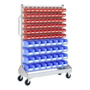 Racks mobiles p 510 Racks mobiles galvanisés Bito bacs bleu et rouge