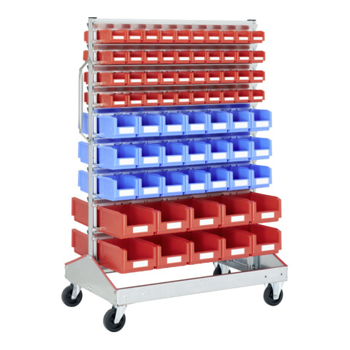 Racks mobiles p 710 Racks mobiles galvanisés Bito bacs bleu et rouge