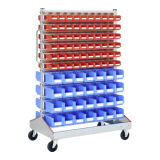Racks mobiles p 710 Racks mobiles galvanisés Bito bacs bleu et rouge