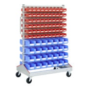 Racks mobiles p 710 Racks mobiles galvanisés Bito bacs bleu et rouge