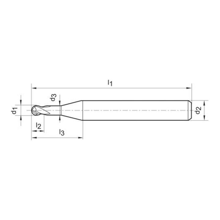Radiusfräser WN VHM TiALN 0,6mm L2,0 HA Z2 FORMAT